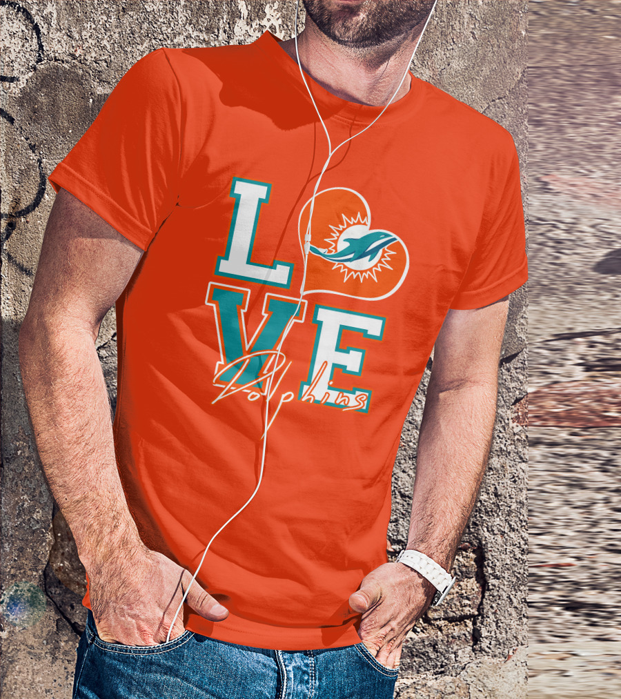 LOVE Dolphins Miami Heart T-Shirt