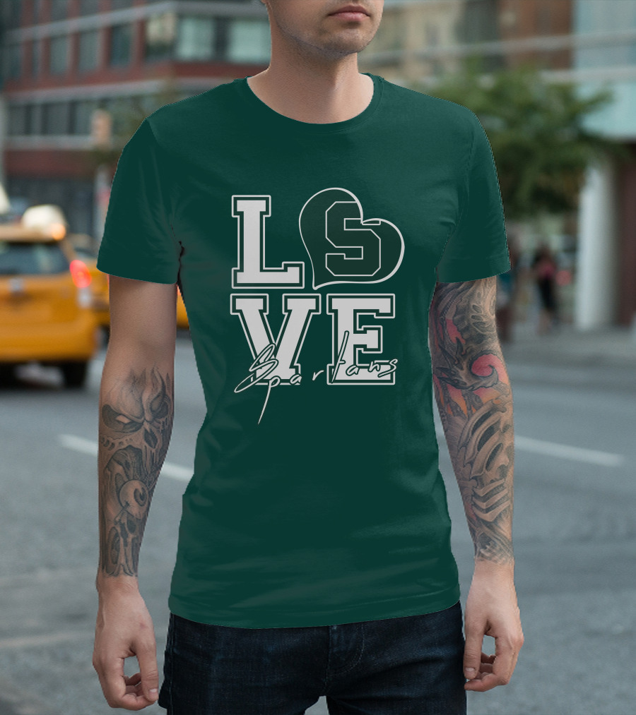 Love Spartans Michigan State Heart T-Shirt