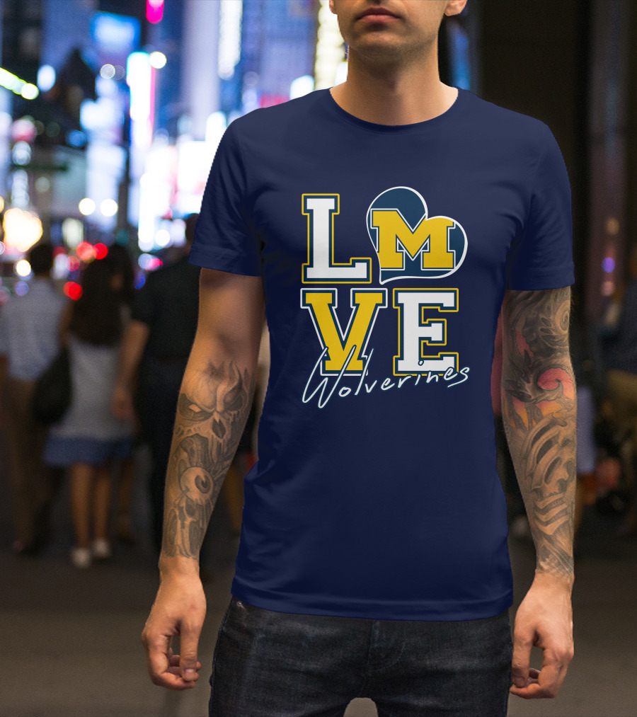 Love Michigan Wolverines Heart T-Shirt