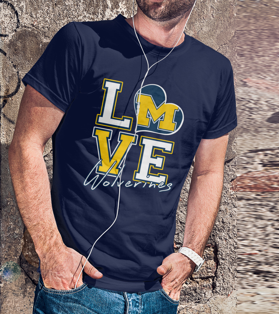 Love Michigan Wolverines Heart T-Shirt