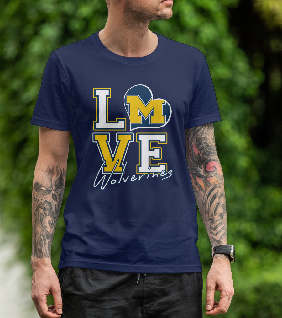 Love Michigan Wolverines Heart T-Shirt