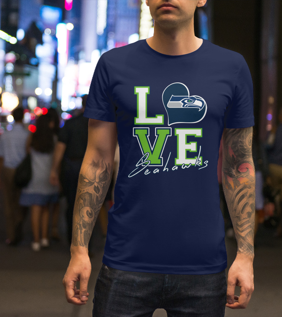 LOVE Seattle Seahawks Heart T-Shirt