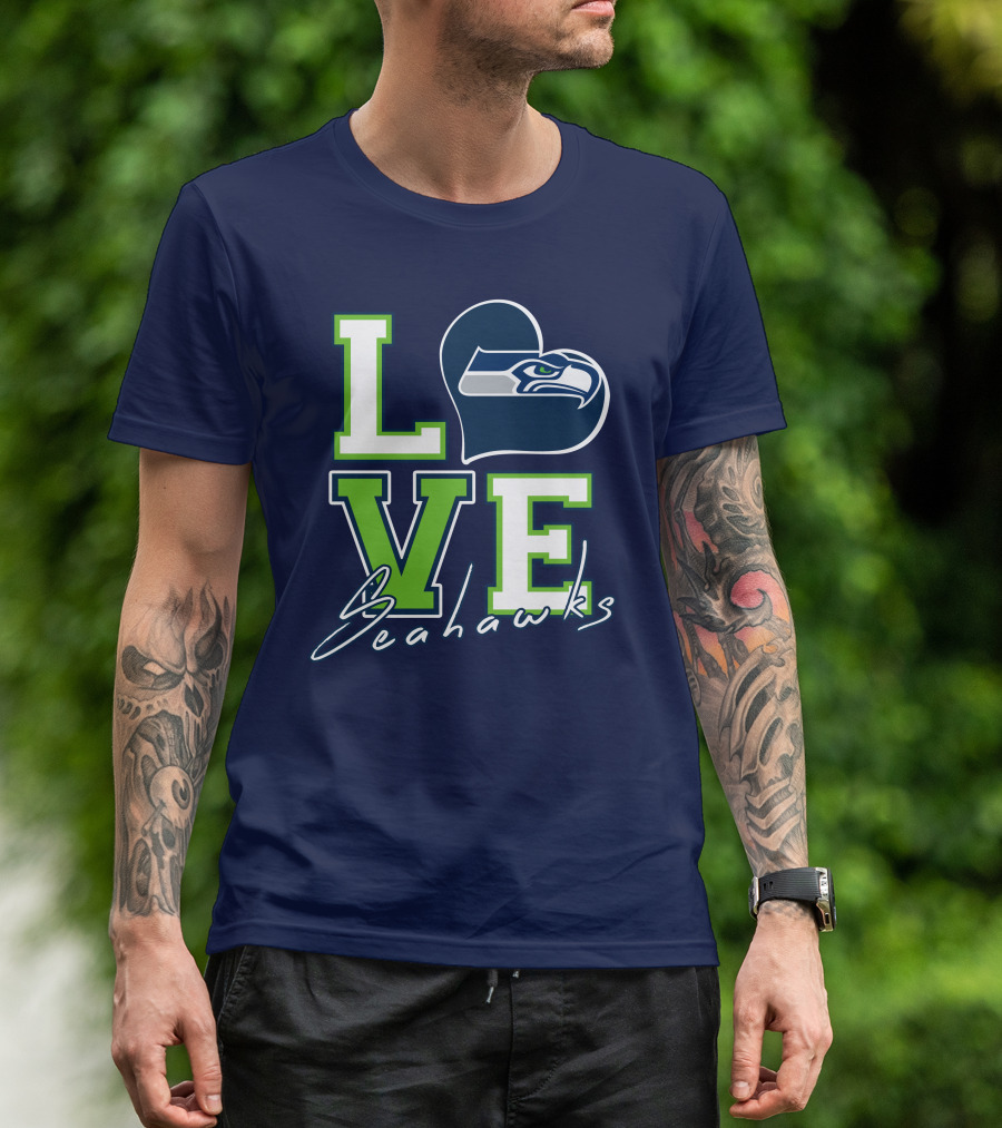 LOVE Seattle Seahawks Heart T-Shirt