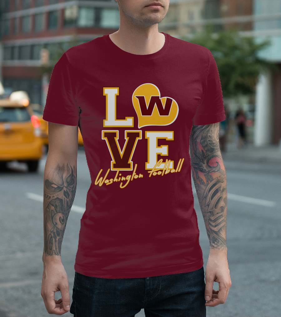 Washington Football Love W Heart T-Shirt