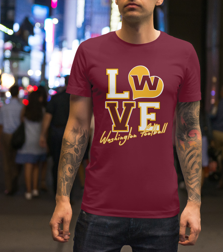 Washington Football Love W Heart T-Shirt