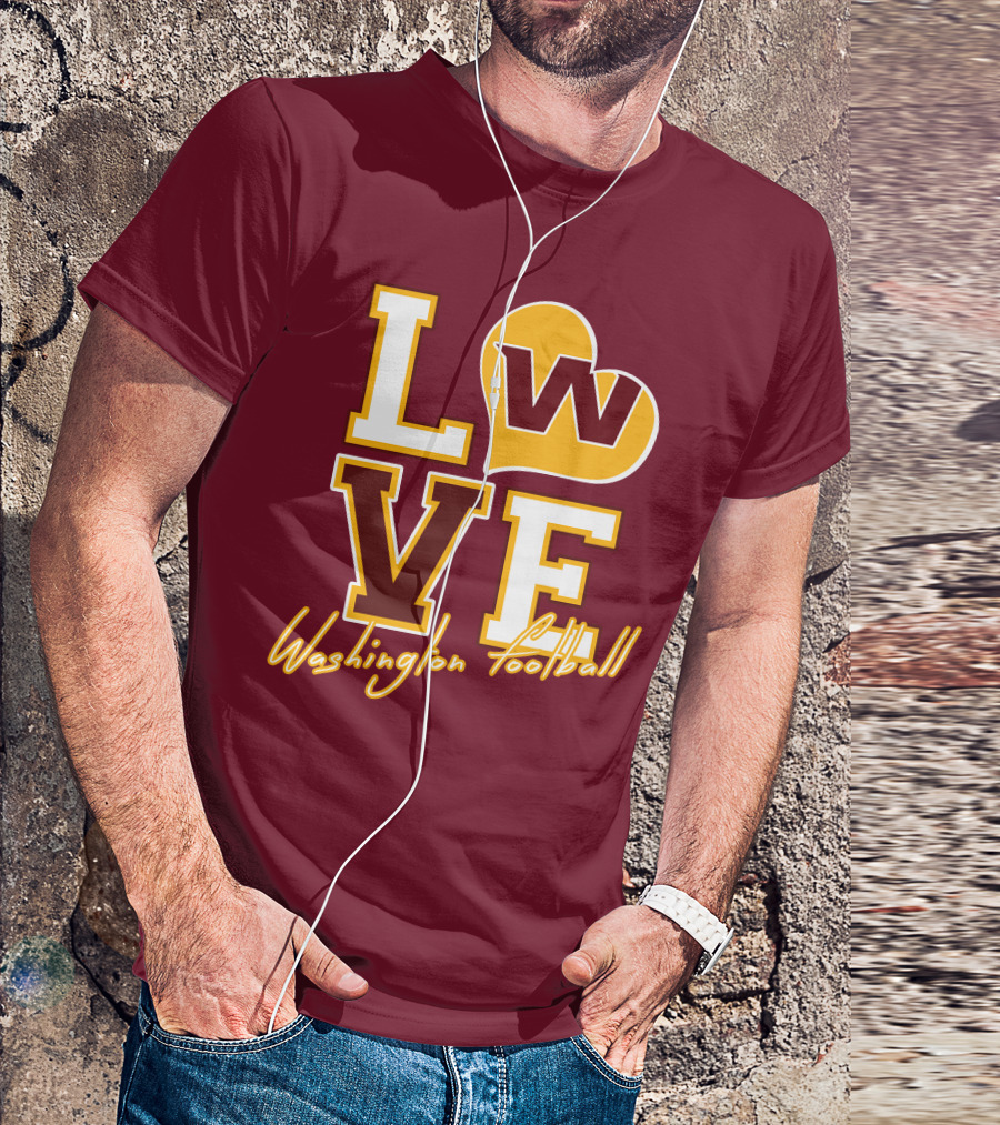 Washington Football Love W Heart T-Shirt
