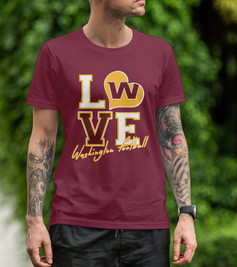 Washington Football Love W Heart T-Shirt