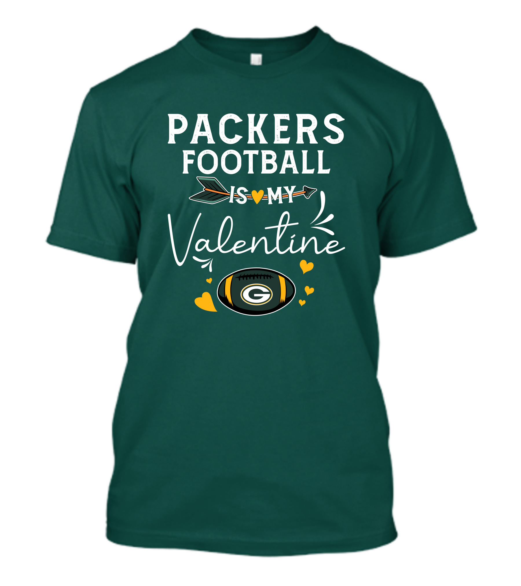 Packers Football Is My Valentine With Green Bay Logo And Hearts T-Shirt