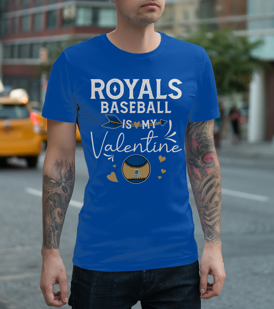 Kansas City Royals Baseball Is My Valentine with Heart and Arrow T-Shirt