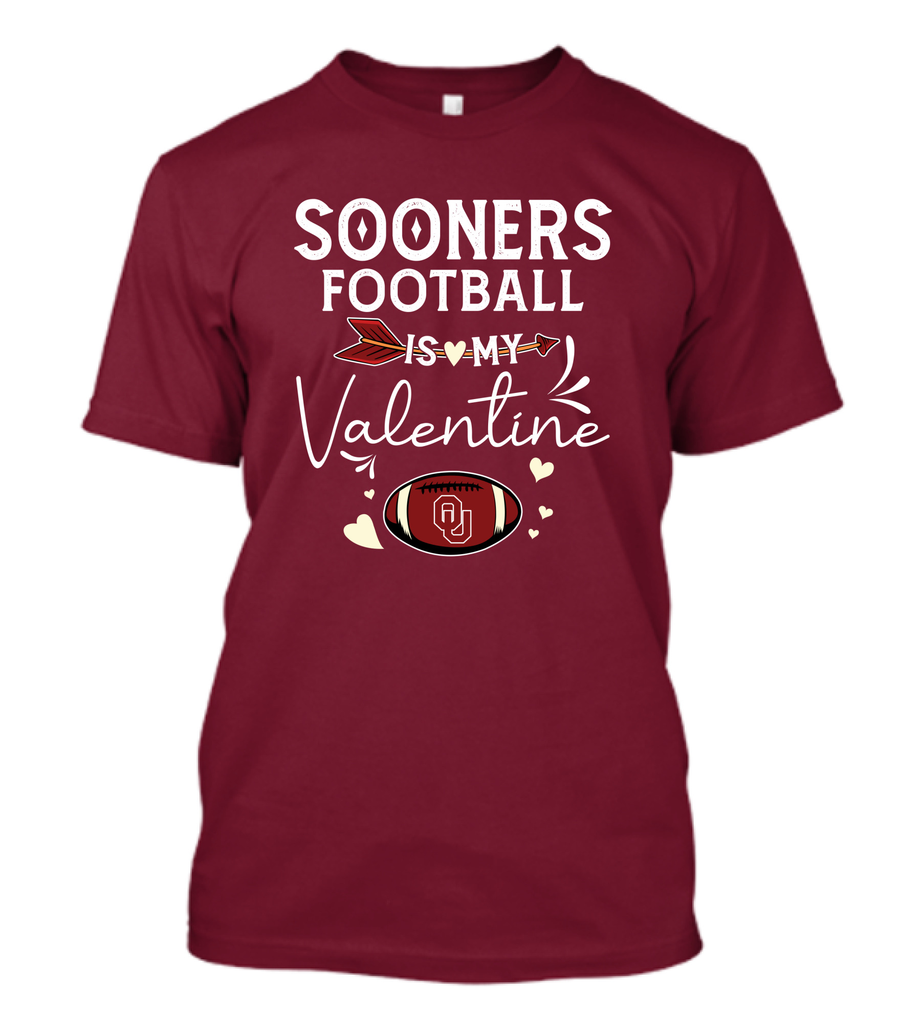 Sooners Football Is My Valentine OU Football Red Arrow And Hearts T-Shirt