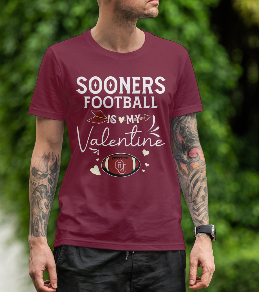 Sooners Football Is My Valentine OU Football Red Arrow And Hearts T-Shirt