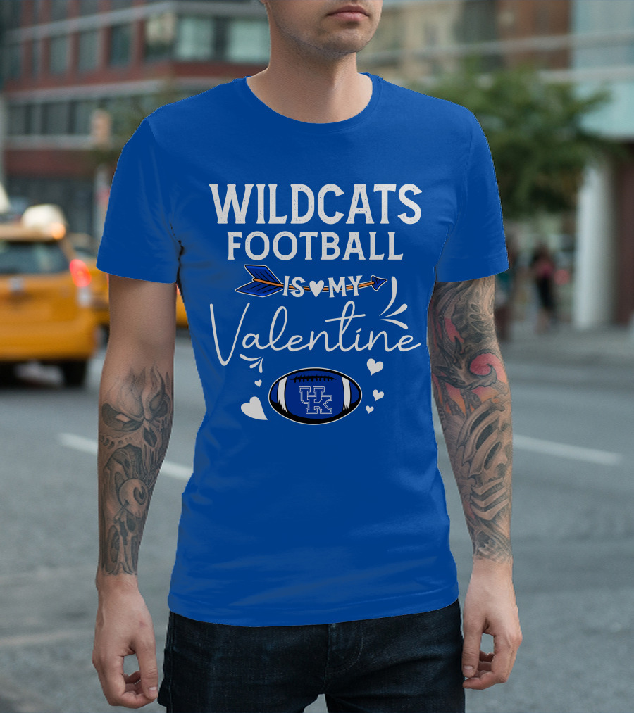 Wildcats Football Is My Valentine UK Football Heart Arrow T-Shirt