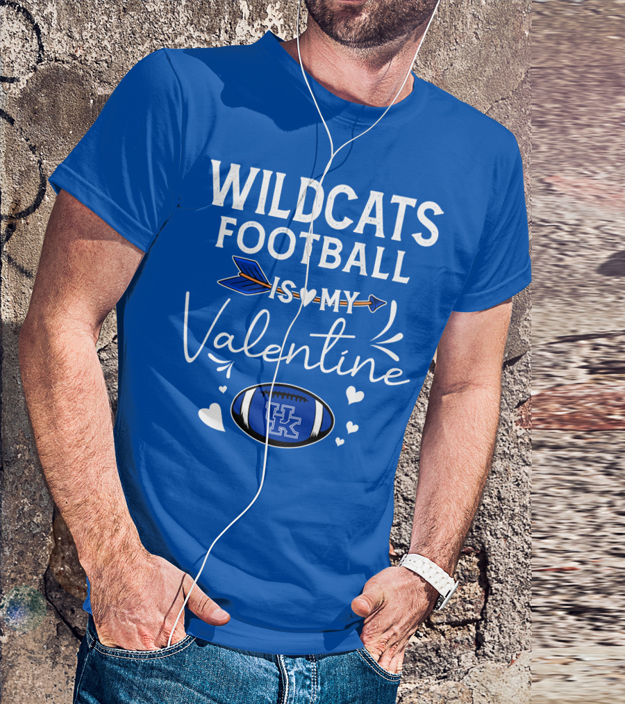 Wildcats Football Is My Valentine UK Football Heart Arrow T-Shirt