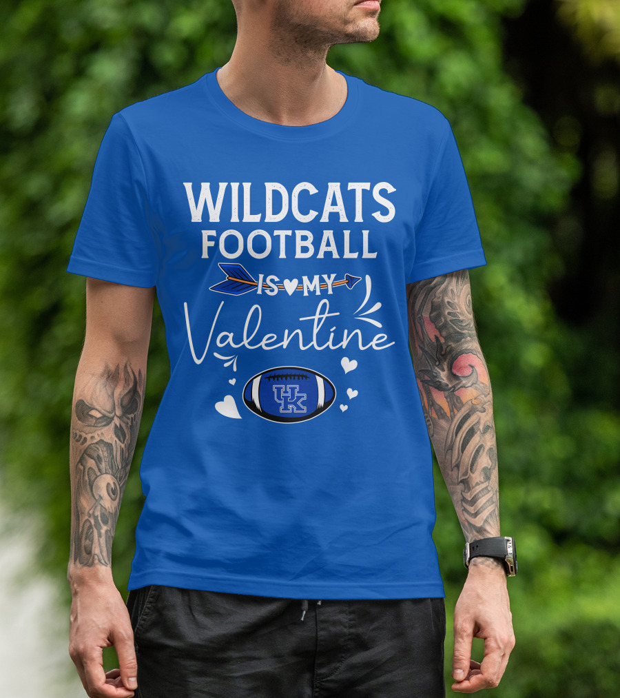Wildcats Football Is My Valentine UK Football Heart Arrow T-Shirt