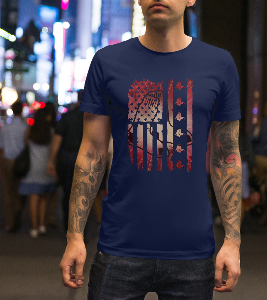 Boston Red Sox Patriotic Stars And Stripes T-Shirt
