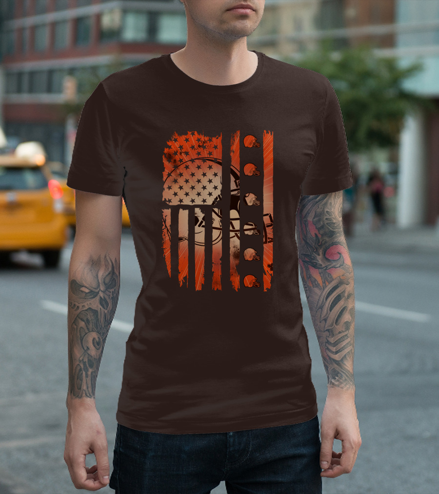 Cleveland Browns Helmet American Flag Edition T-Shirt
