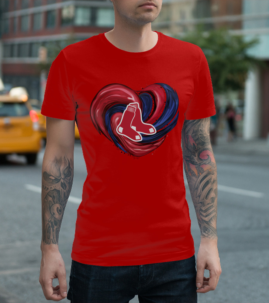 Boston Red Sox Tornado Heart Red and Blue Sox T-Shirt