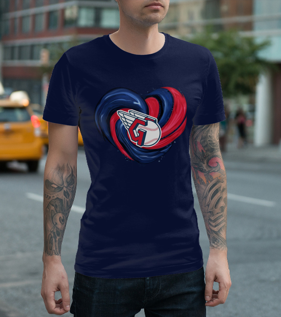 Cleveland Guardians Heart Tornado Baseball T-Shirt