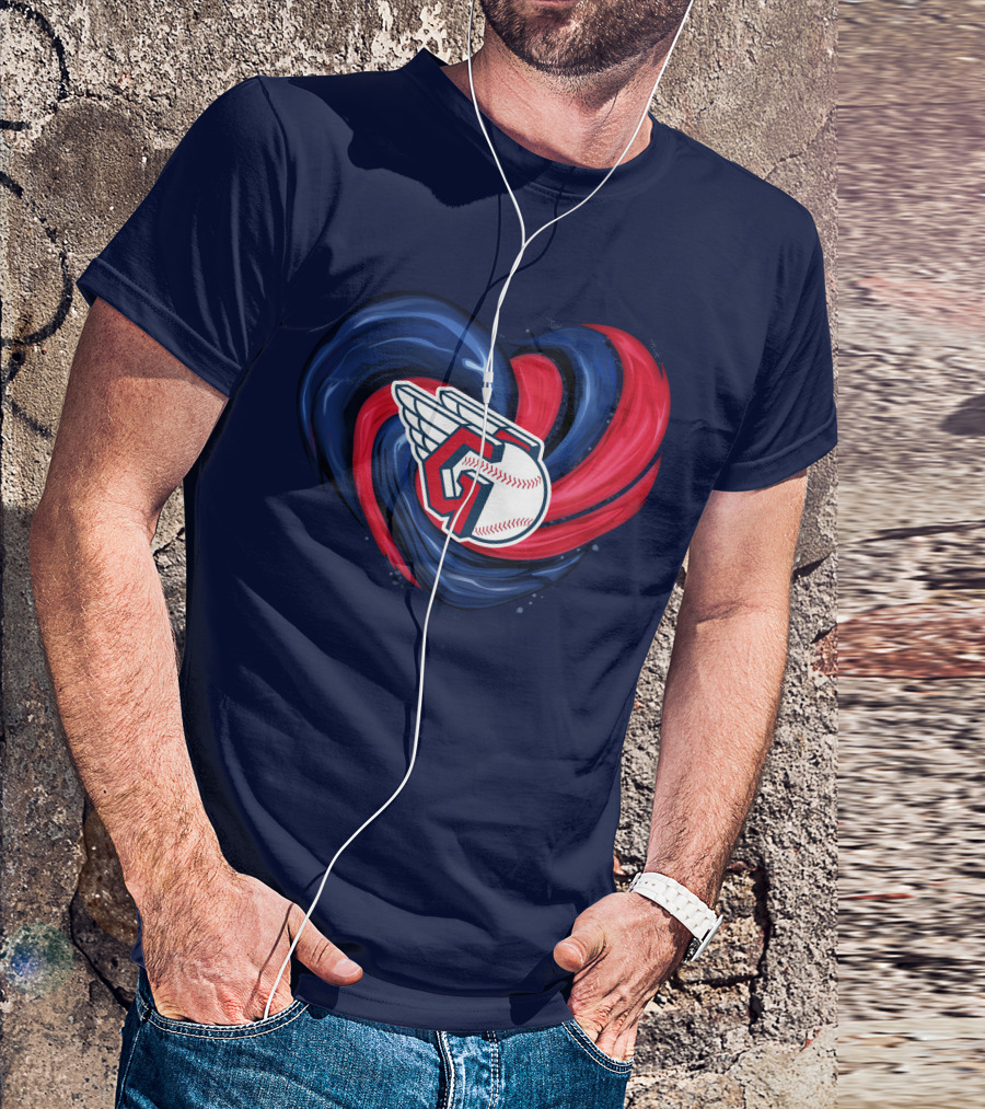 Cleveland Guardians Heart Tornado Baseball T-Shirt