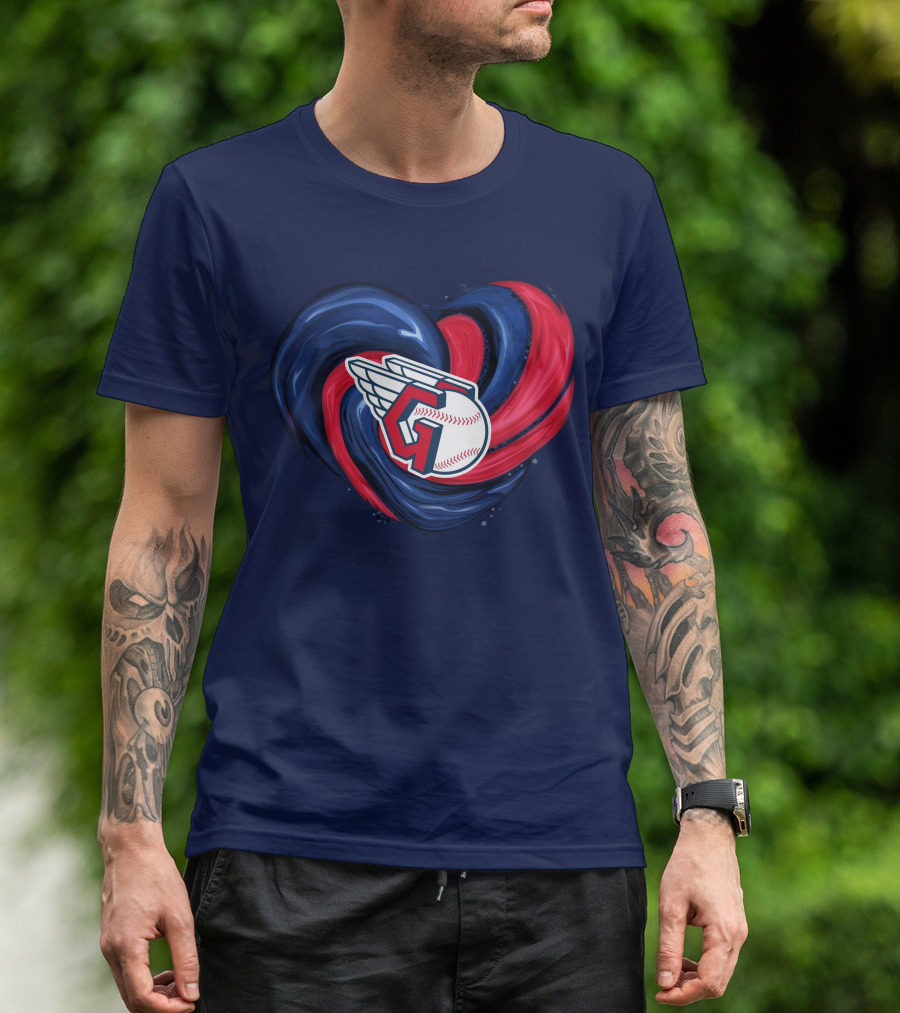 Cleveland Guardians Heart Tornado Baseball T-Shirt