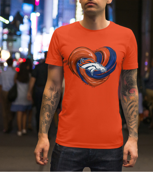 Denver Broncos Heart Logo Swirl T-Shirt