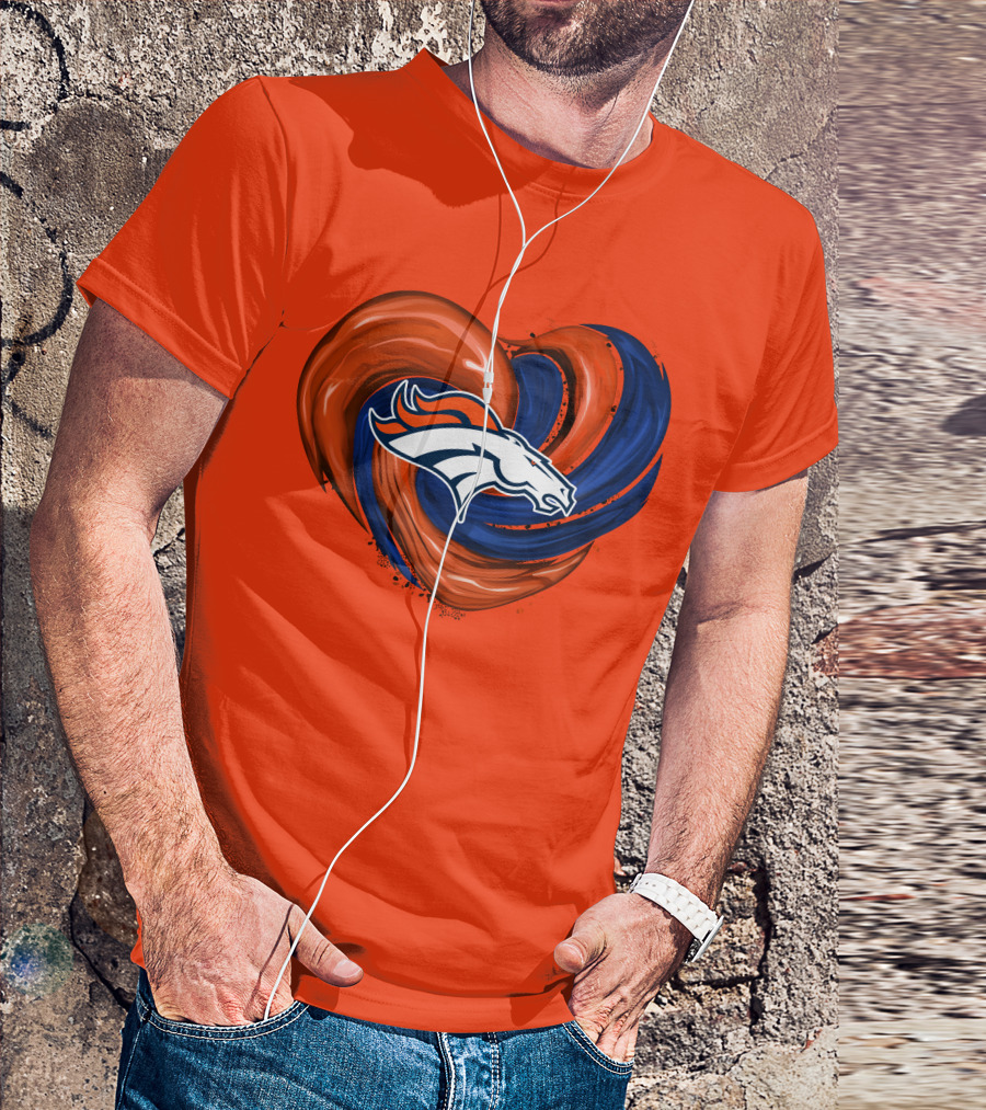 Denver Broncos Heart Logo Swirl T-Shirt