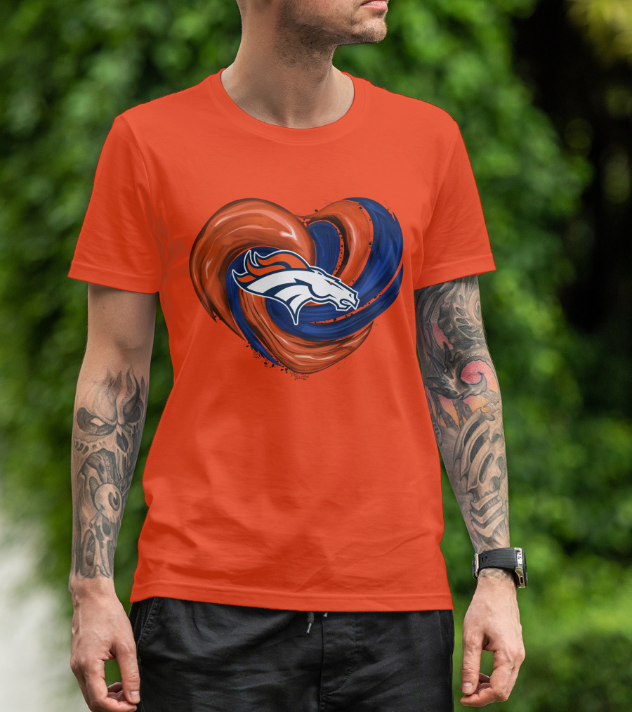 Denver Broncos Heart Logo Swirl T-Shirt