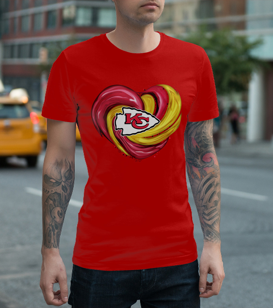 Kansas City Chiefs Heart KC Tornado Colors T-Shirt