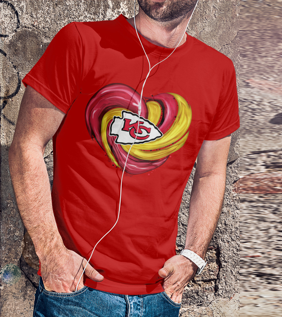 Kansas City Chiefs Heart KC Tornado Colors T-Shirt
