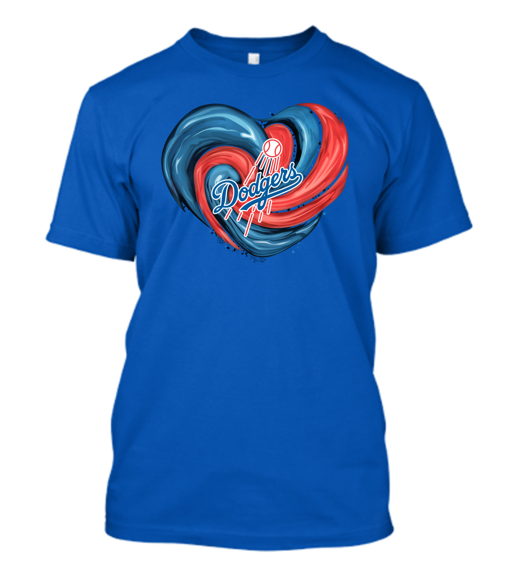 Dodgers Tornado Heart Blue Red Swirl Baseball T-Shirt