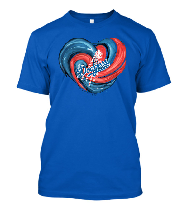 Dodgers Tornado Heart Blue Red Swirl Baseball T-Shirt