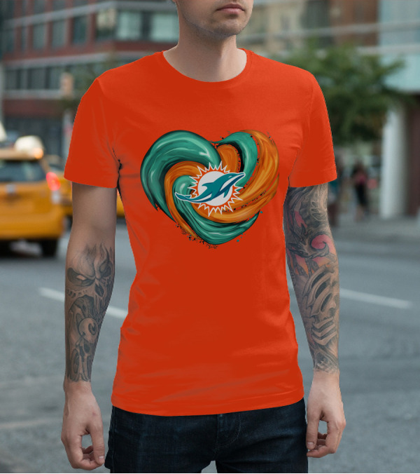 Miami Dolphins Heart Tornado Fan T-Shirt