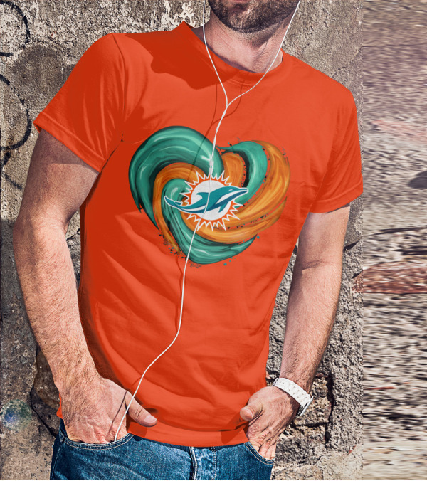 Miami Dolphins Heart Tornado Fan T-Shirt