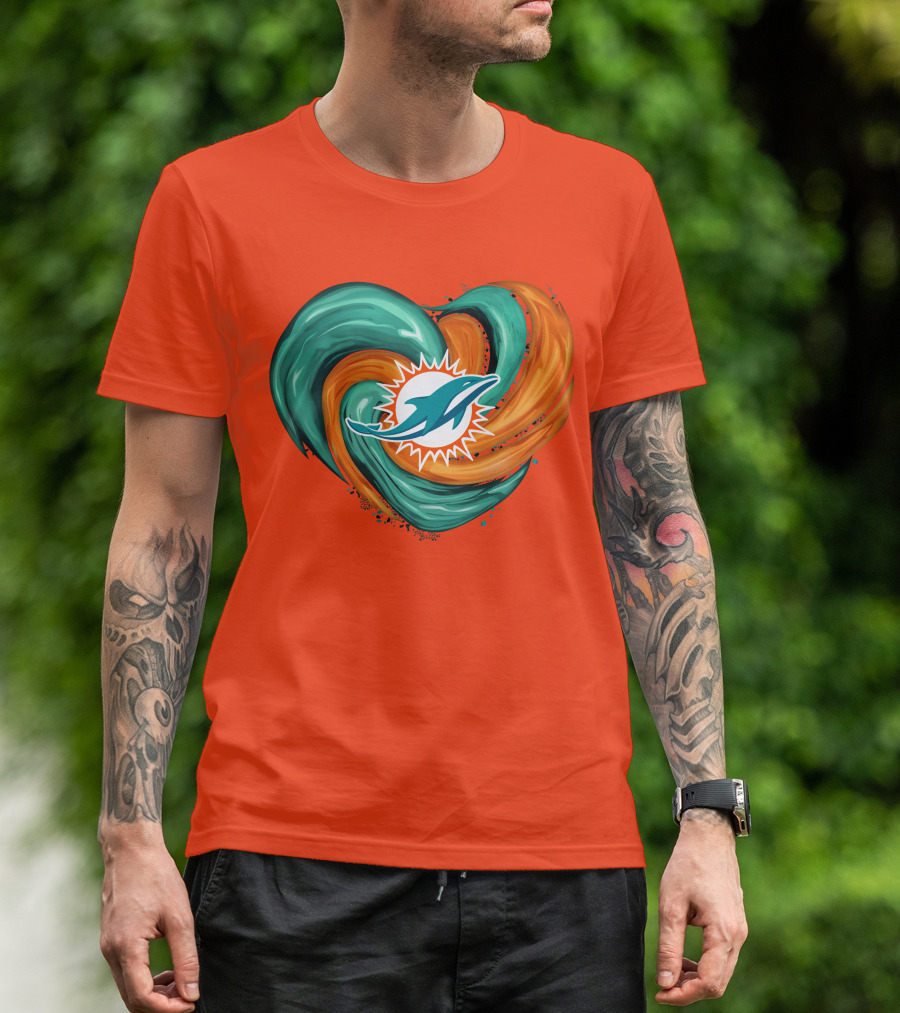 Miami Dolphins Heart Tornado Fan T-Shirt