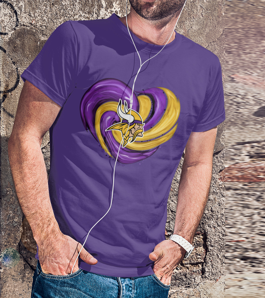 Minnesota Vikings Heart Swirl Viking Helmet T-Shirt