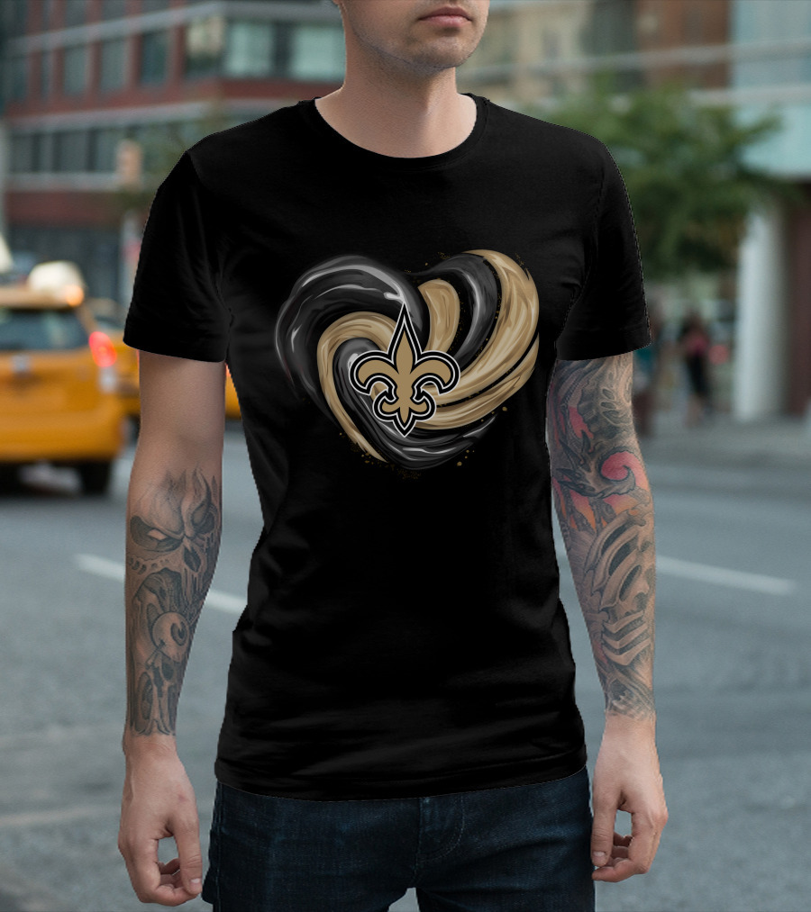 New Orleans Saints Fleur-de-Lis Tornado Heart T-Shirt