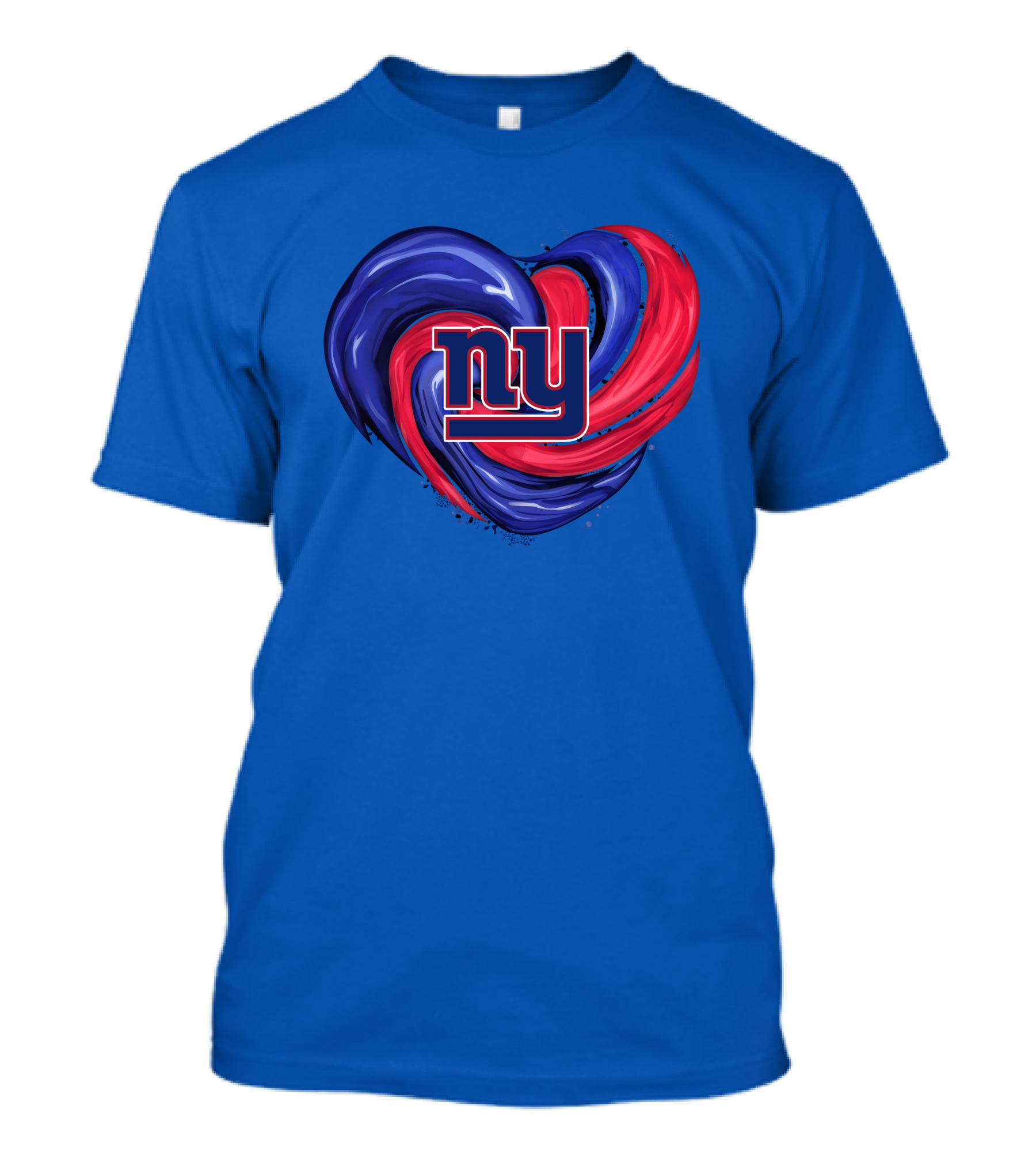 New York Giants Tornado Heart NY Logo Blue Red Swirl T-Shirt