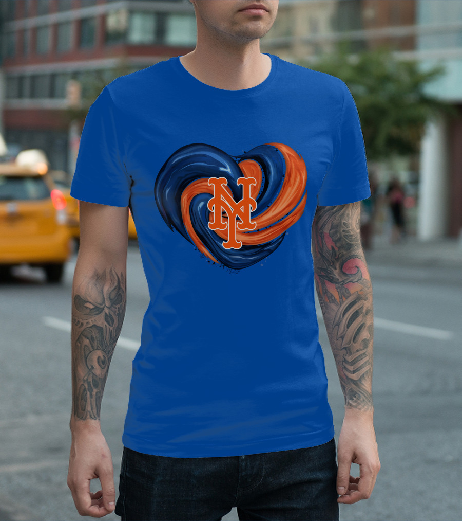 New York Mets Heart Swirl Icon Emblem T-Shirt