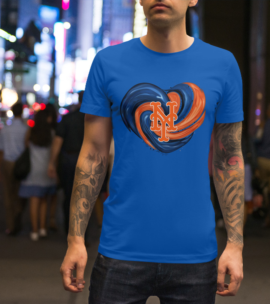 New York Mets Heart Swirl Icon Emblem T-Shirt