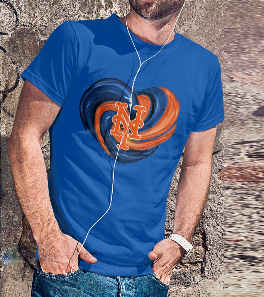 New York Mets Heart Swirl Icon Emblem T-Shirt