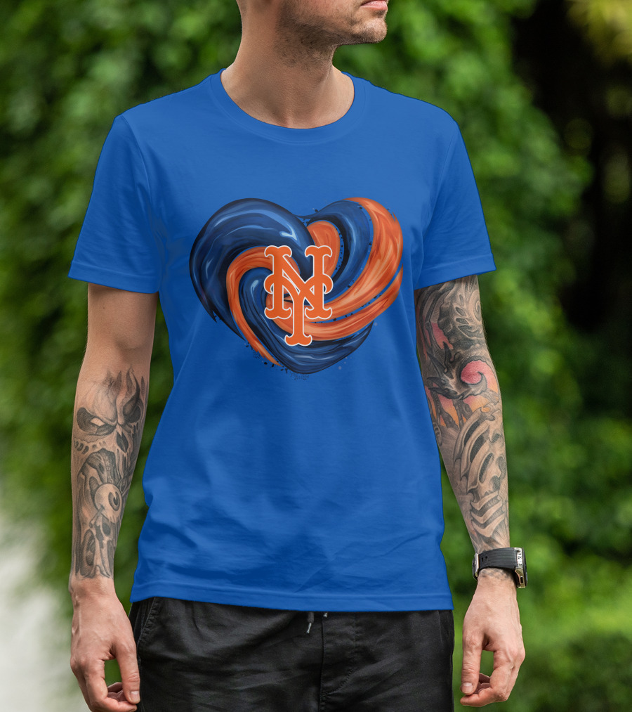 New York Mets Heart Swirl Icon Emblem T-Shirt