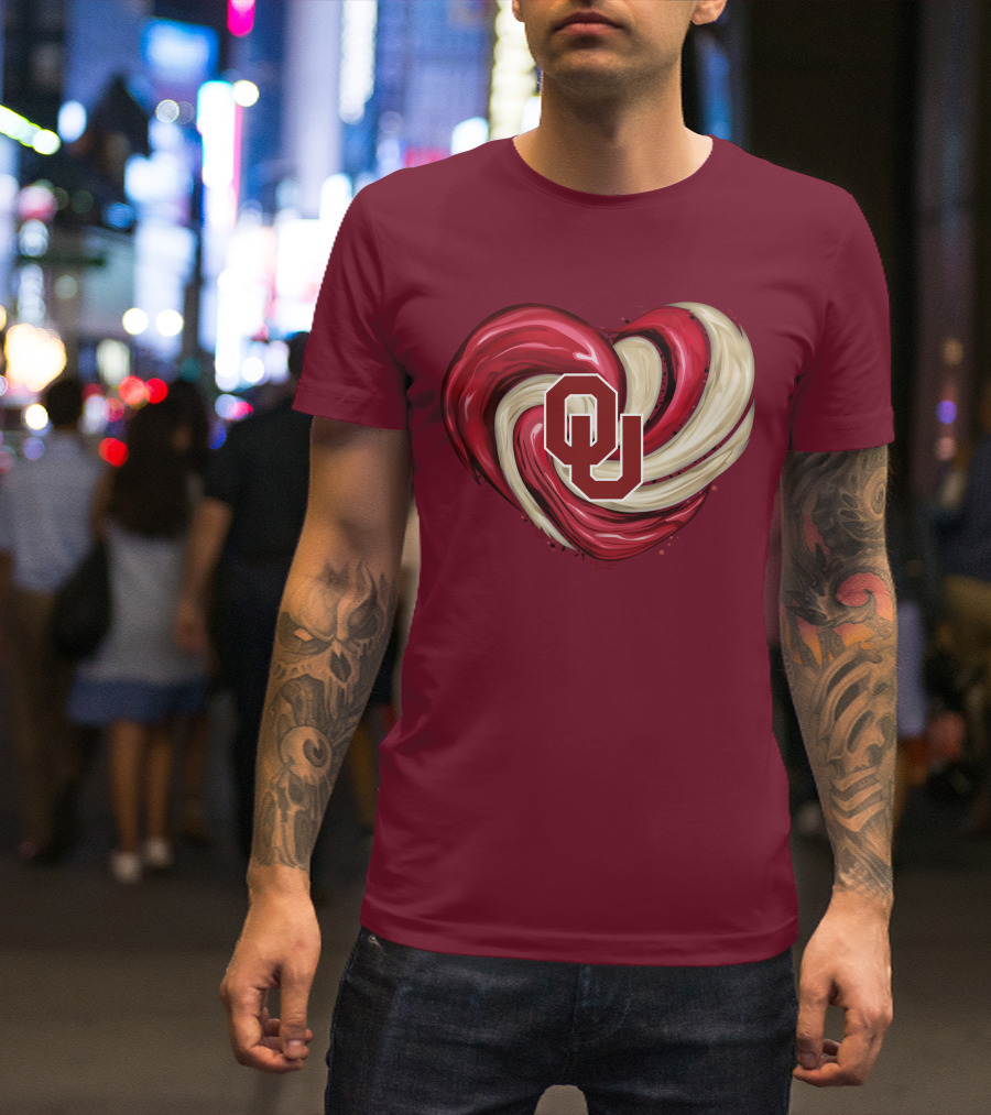 OU Red Gold Heart Tornado T-Shirt