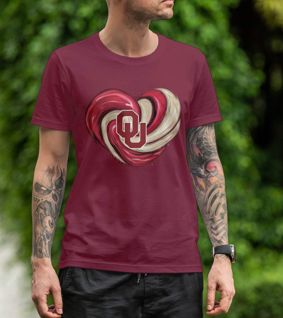 OU Red Gold Heart Tornado T-Shirt