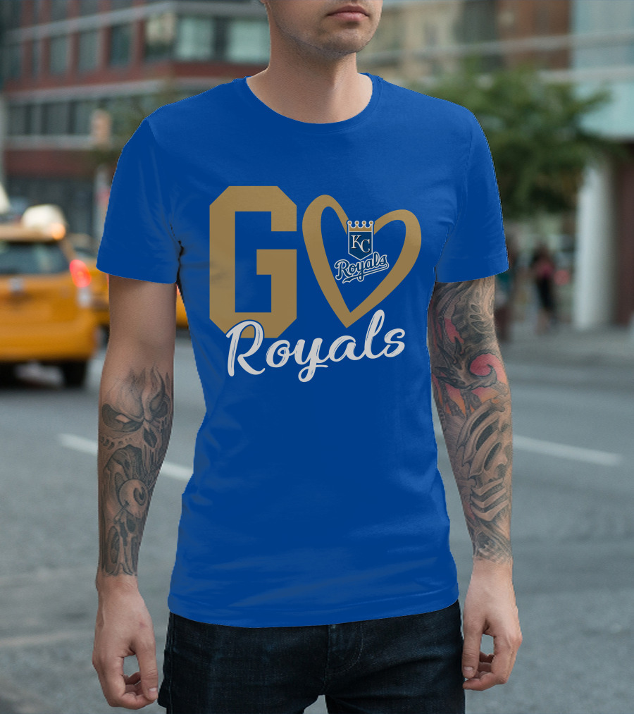 Go Royals KC Heart Crown Logo Royals T-Shirt