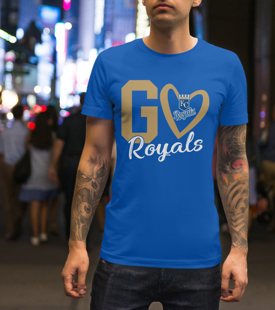 Go Royals KC Heart Crown Logo Royals T-Shirt
