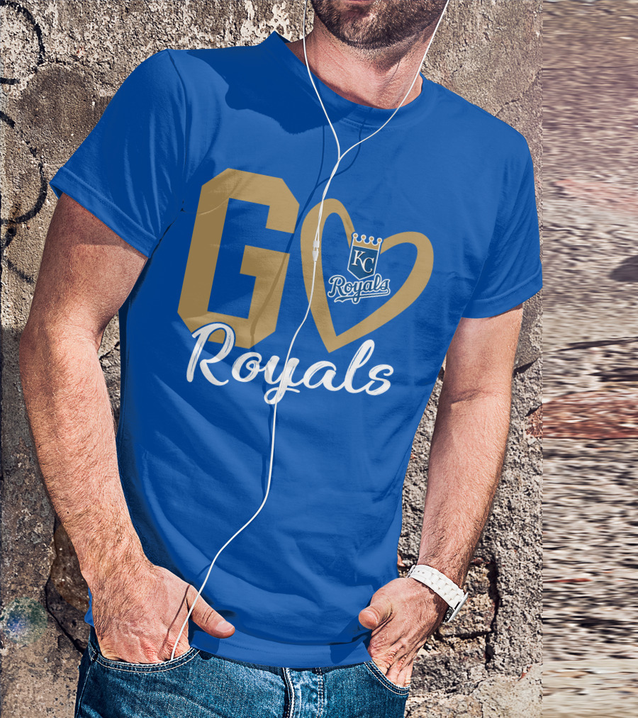 Go Royals KC Heart Crown Logo Royals T-Shirt