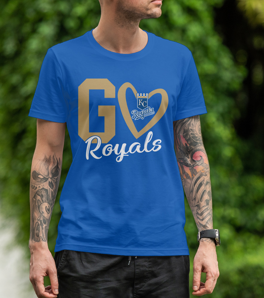 Go Royals KC Heart Crown Logo Royals T-Shirt