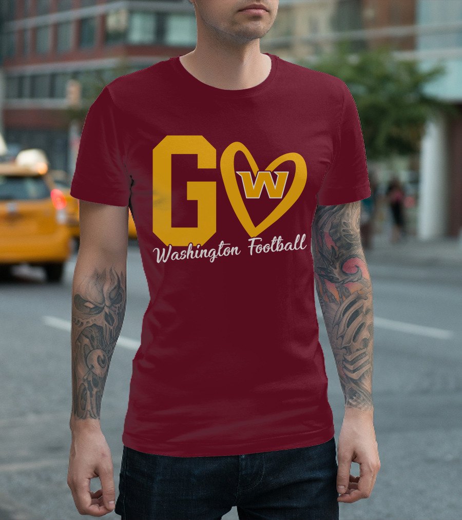 Go W Washington Football Team Heart T-Shirt