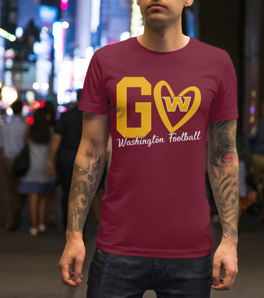 Go W Washington Football Team Heart T-Shirt