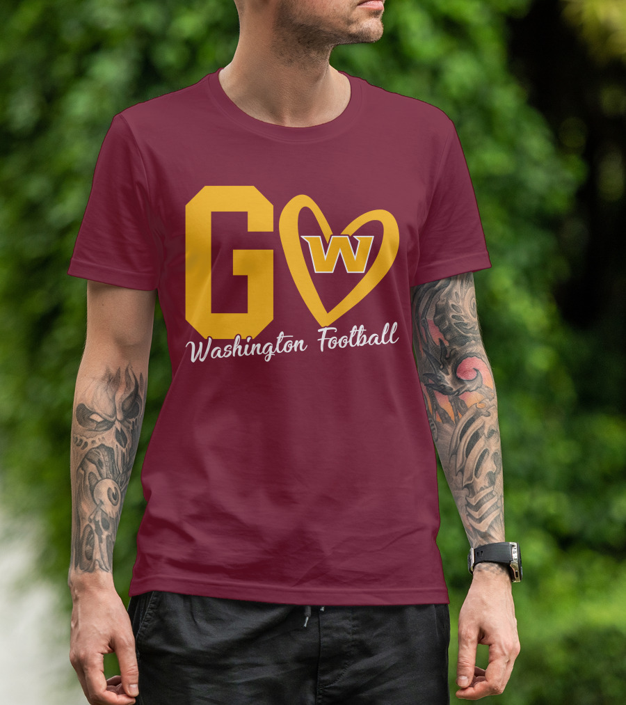 Go W Washington Football Team Heart T-Shirt